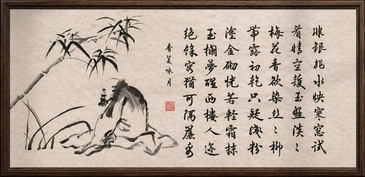 香菱咏月字画